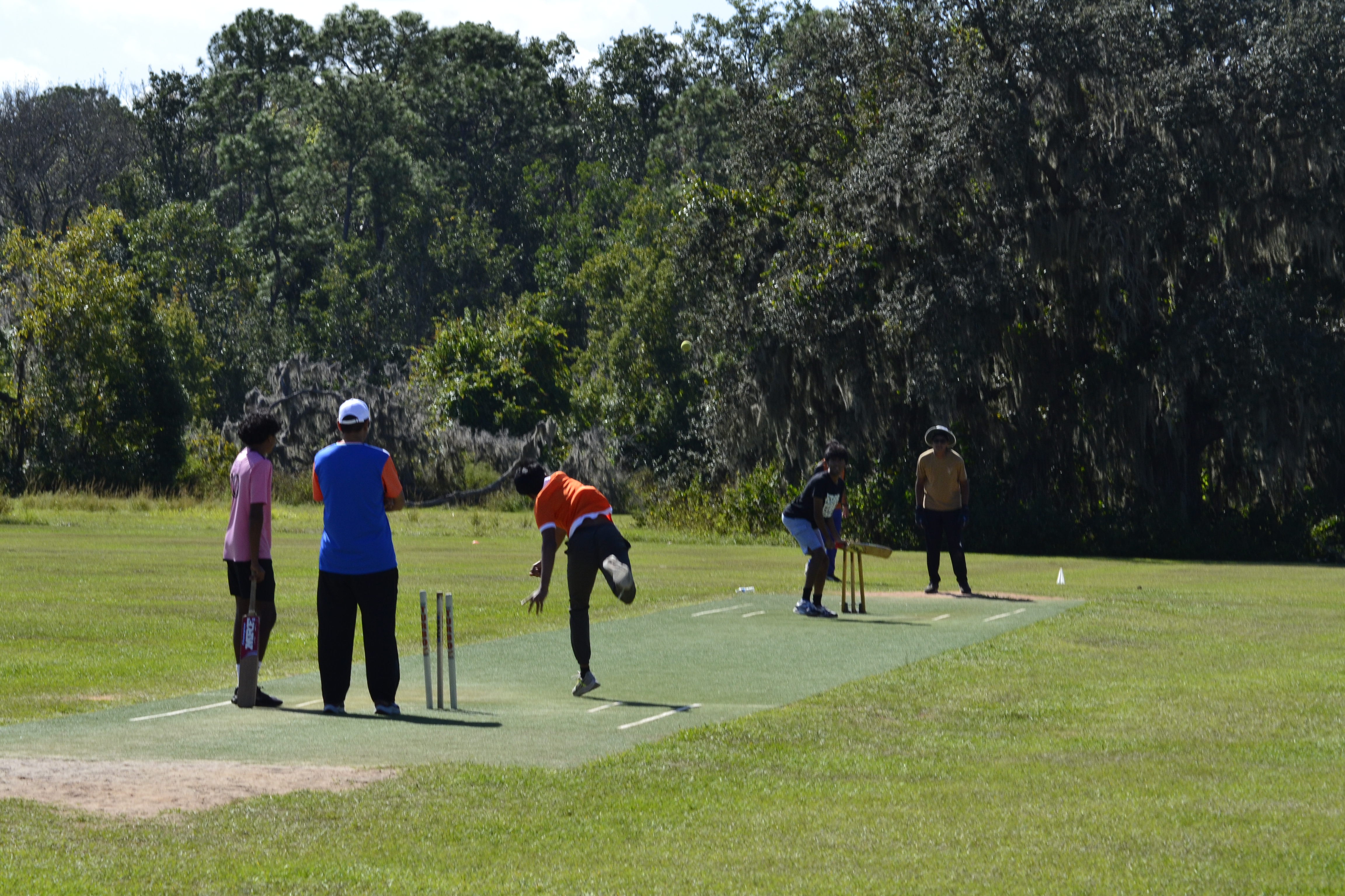 Cricket stadium during a match